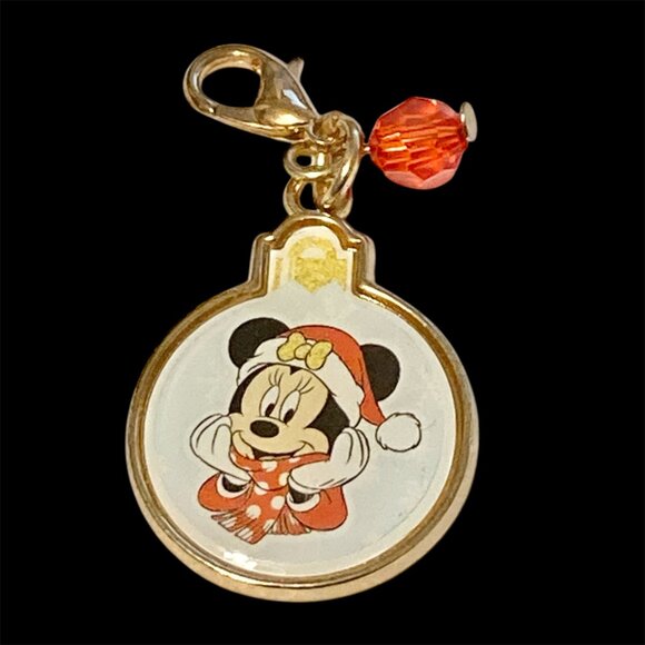 Vintage Disney Christmas Minnie Mouse Clip On Charm Bow Zipper Pull Santa Hat - Picture 2 of 8